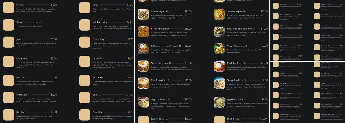 Amutham Take Out & Catering Menu