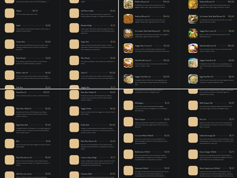Amutham Take Out & Catering Menu