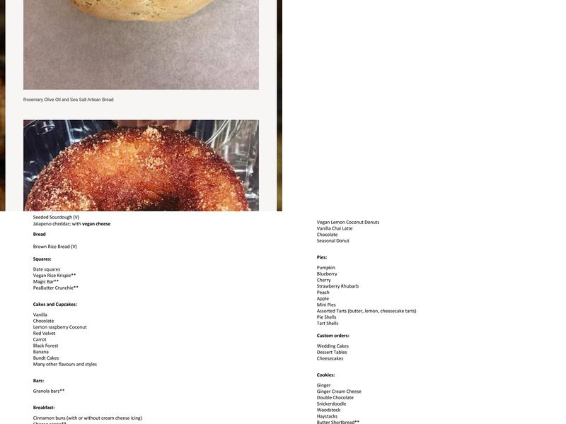 Lakeview Bakery Menu
