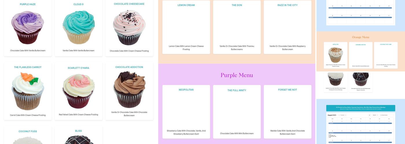 Fuss Cupcakes Menu