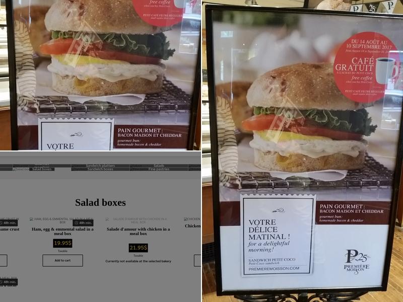 Boulangerie Première Moisson - Masson - Rosemont Menu