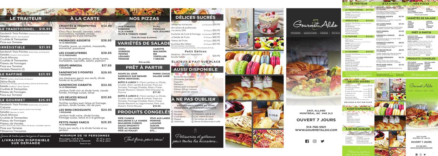 Gourmet Aldo Menu