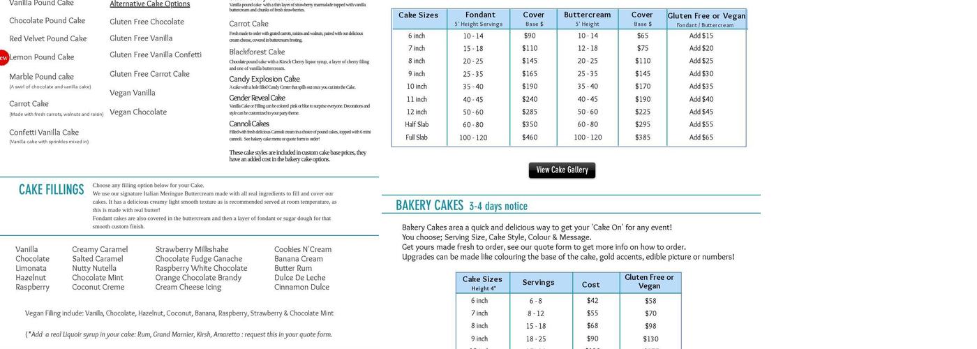 CakeStar Menu