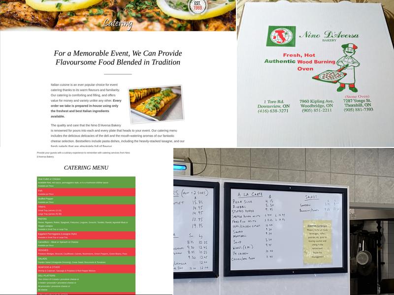 Nino D’aversa Bakery Menu