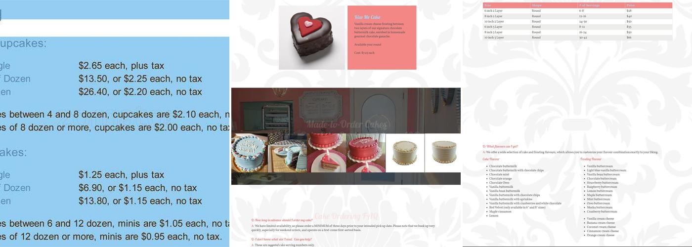 Cupid's Gourmet Bakery Menu