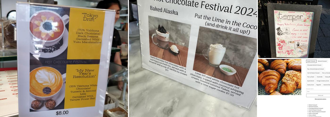 Temper Chocolate & Pastry Menu