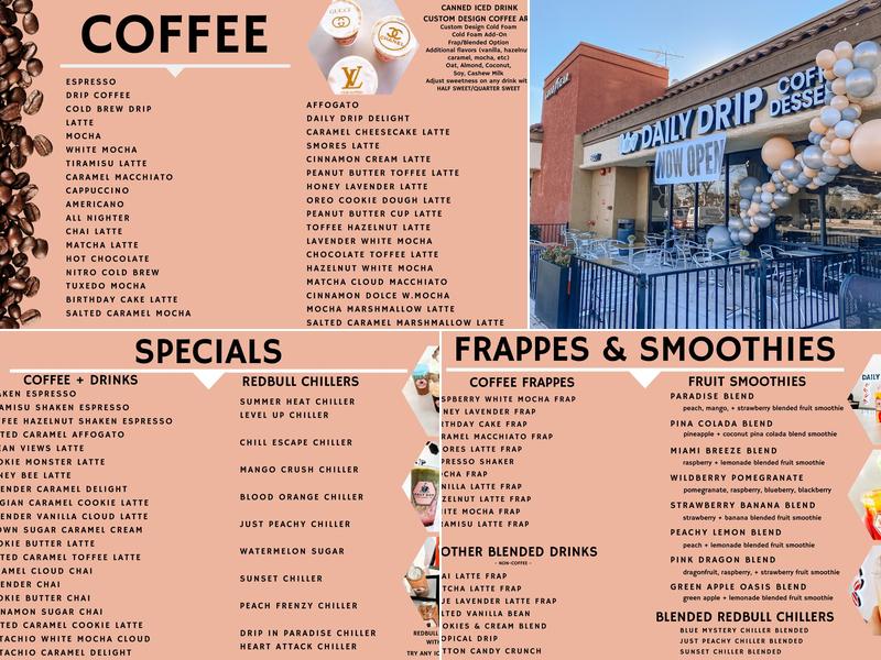 Daily Drip Coffee & Desserts Menu