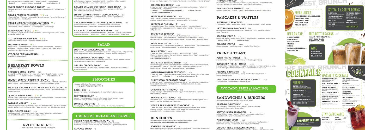 Breakfast Kitchen Bar Menu