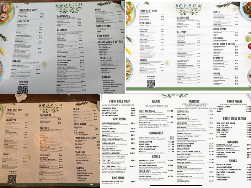 Bodrum Mediterranean Kitchen Menu