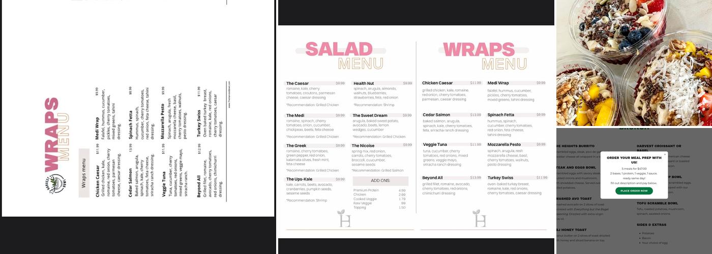 Harvest bowl eatery and market Menu