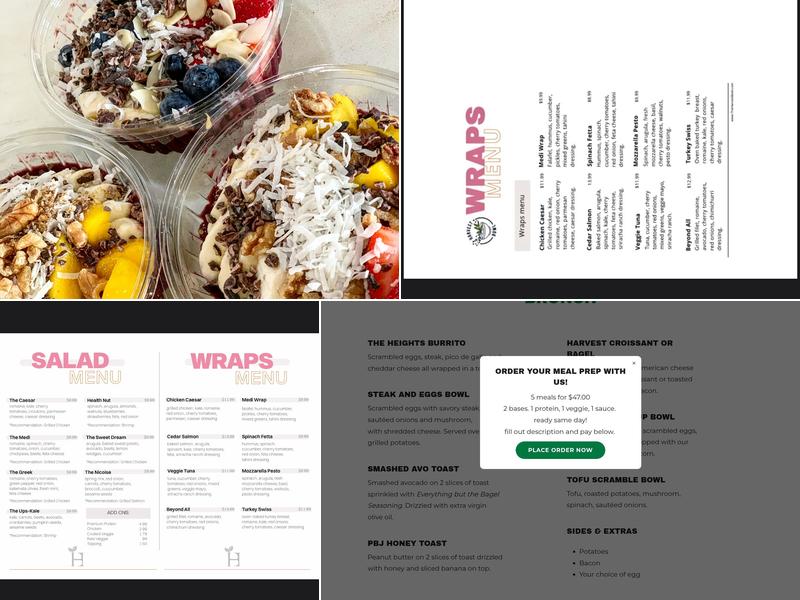 Harvest bowl eatery and market Menu