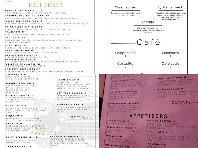 Kuba Cabana Menu