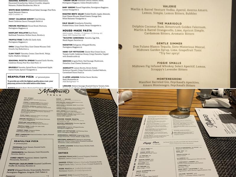 Midtown Table Menu