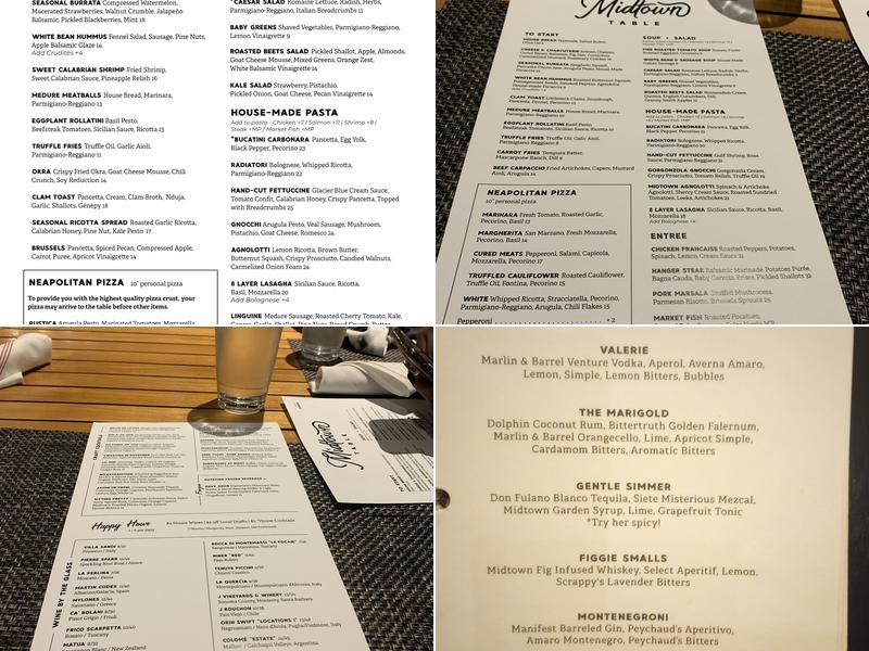 Midtown Table Menu