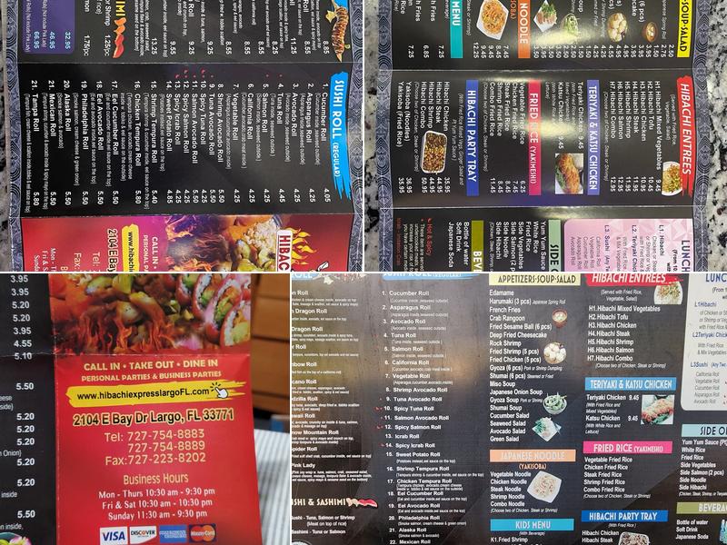 Hibachi Express Largo Menu