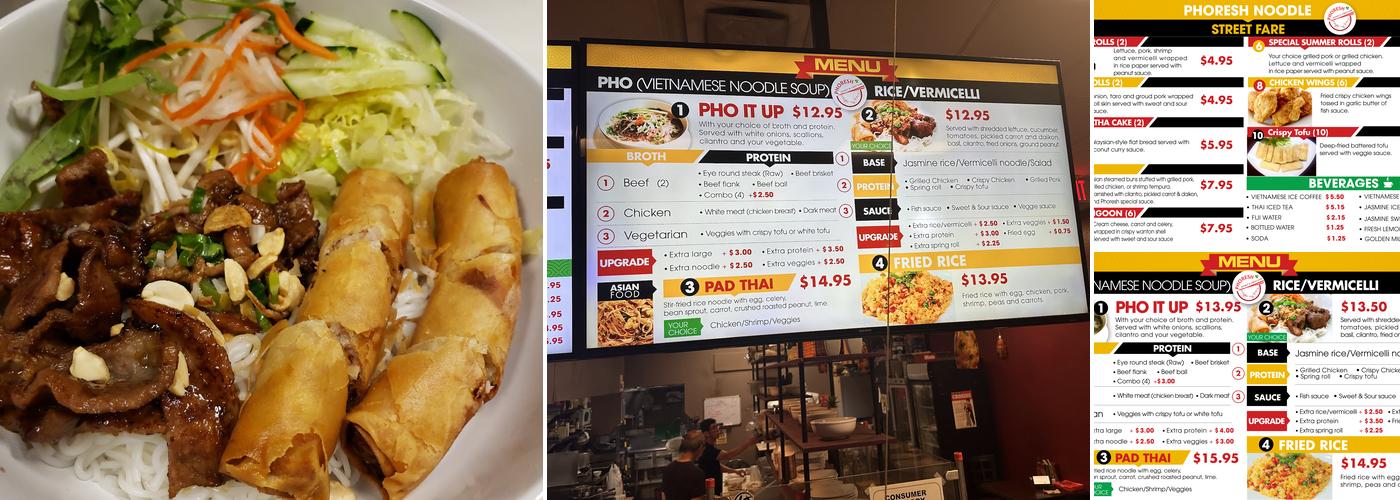 Phoresh Noodles Menu