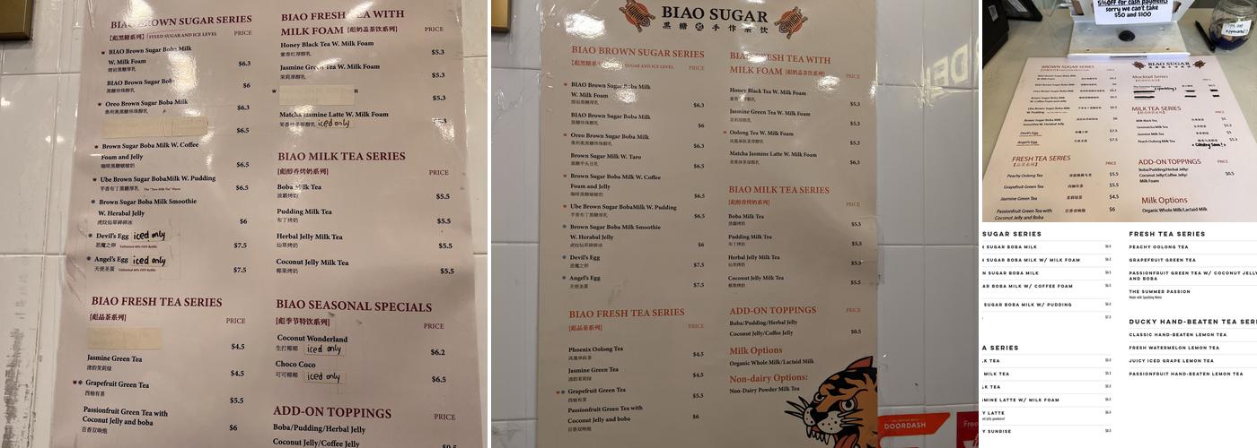 Biao Sugar Menu