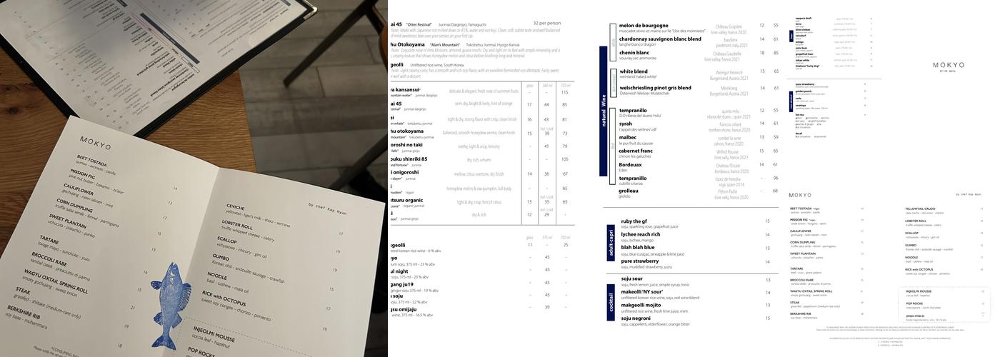 Mokyo Menu