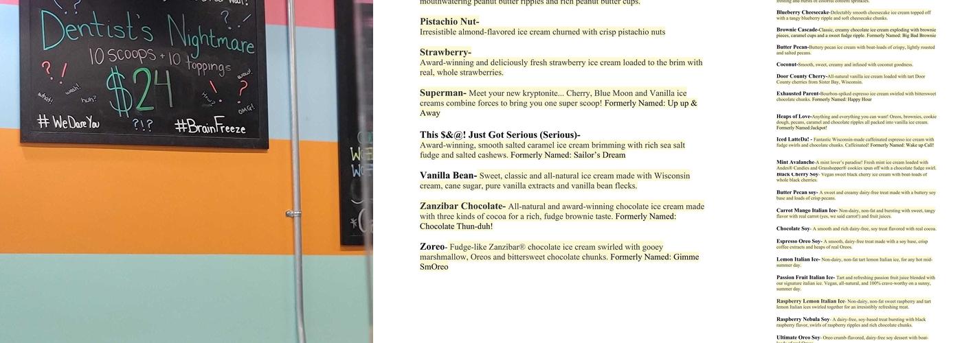 Cherry On Top Ice Cream Shoppe Menu