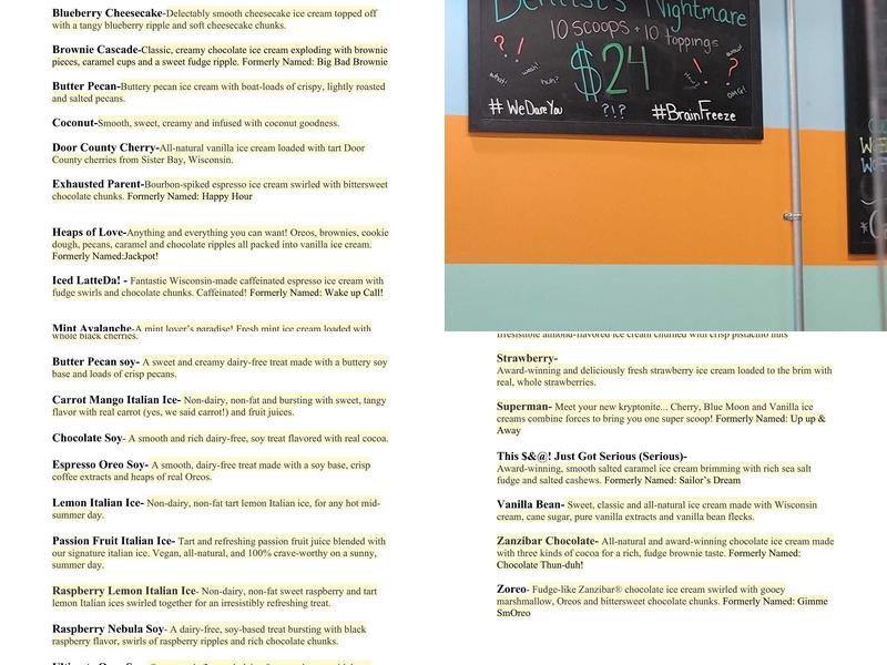 Cherry On Top Ice Cream Shoppe Menu