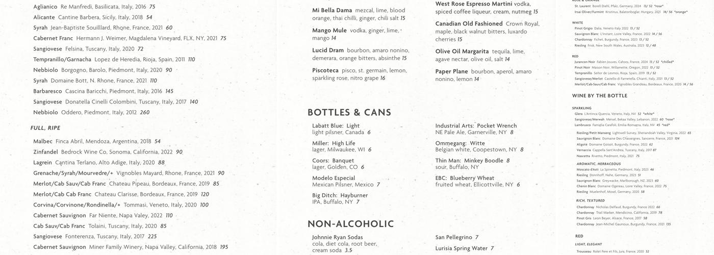 West Rose Menu