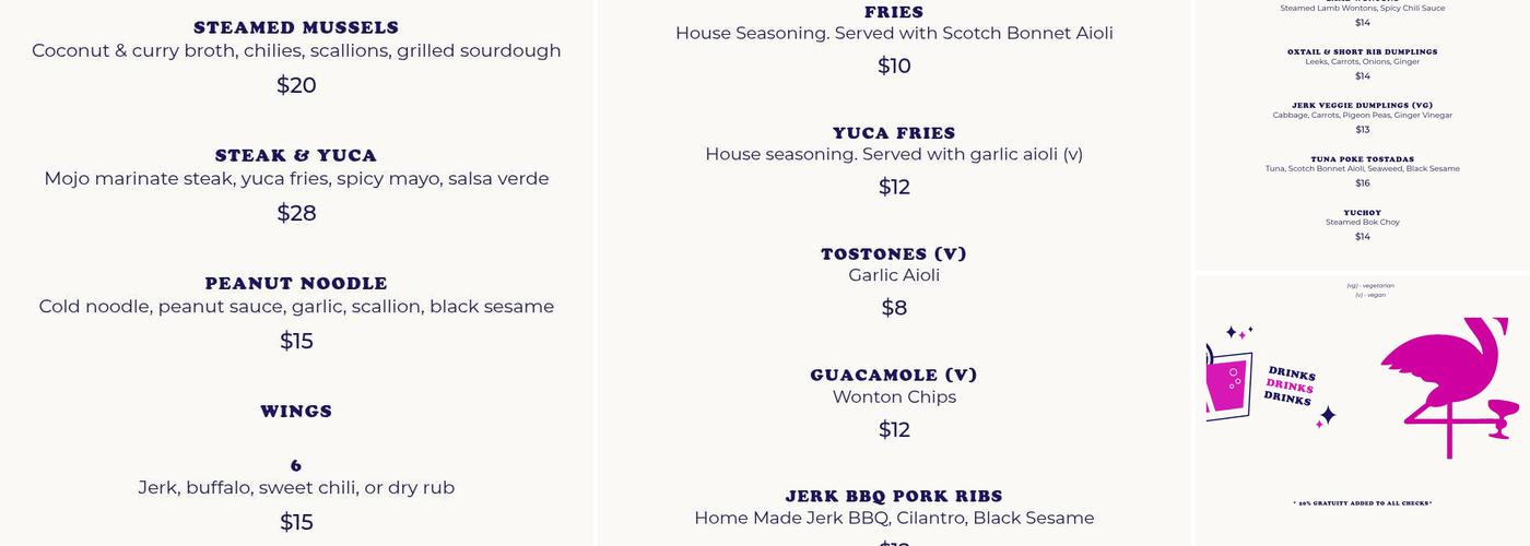 Sally’s Menu
