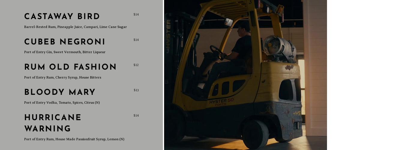 End of Days Distillery Menu