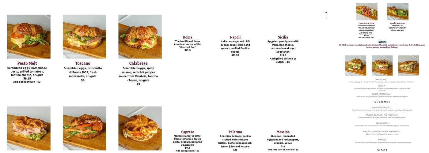 Gusto Italian Café Menu