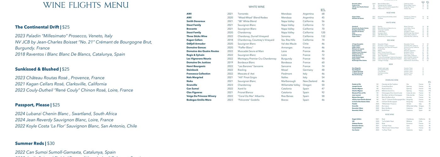 Mutiny Wine Room Menu