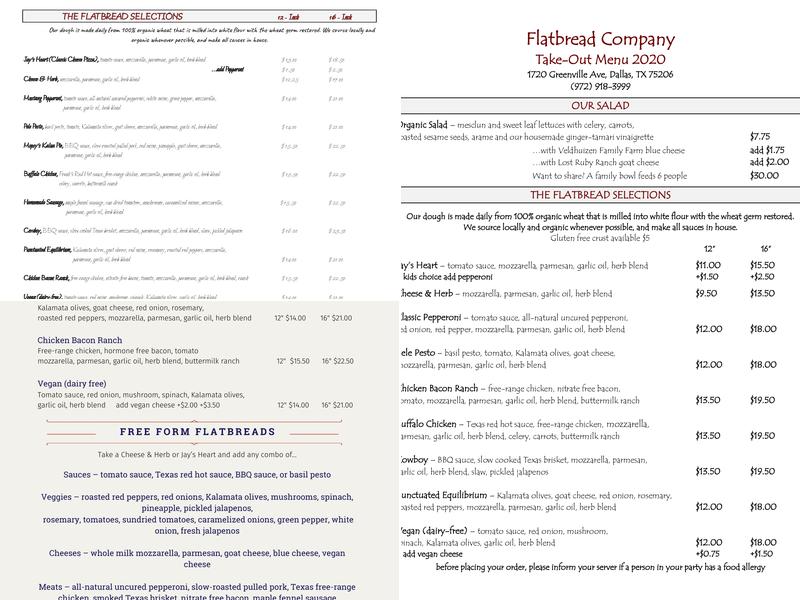 American Flatbread Menu
