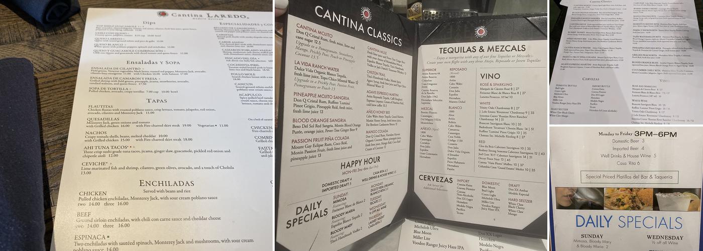 Cantina Laredo Menu