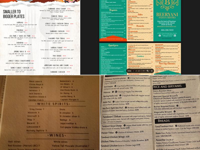 Beeryani - Indian Bistro & Bar Menu