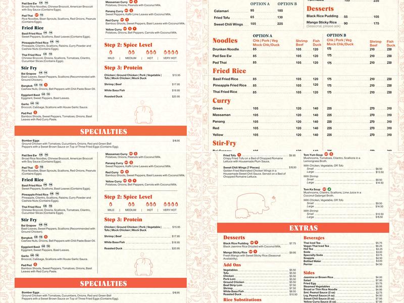 Bahn Thai Menu