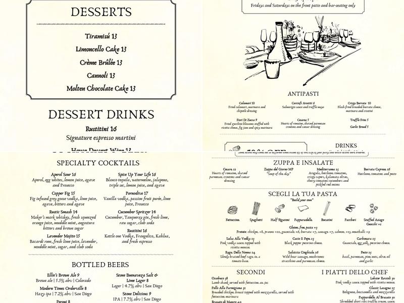RustiCucina Menu