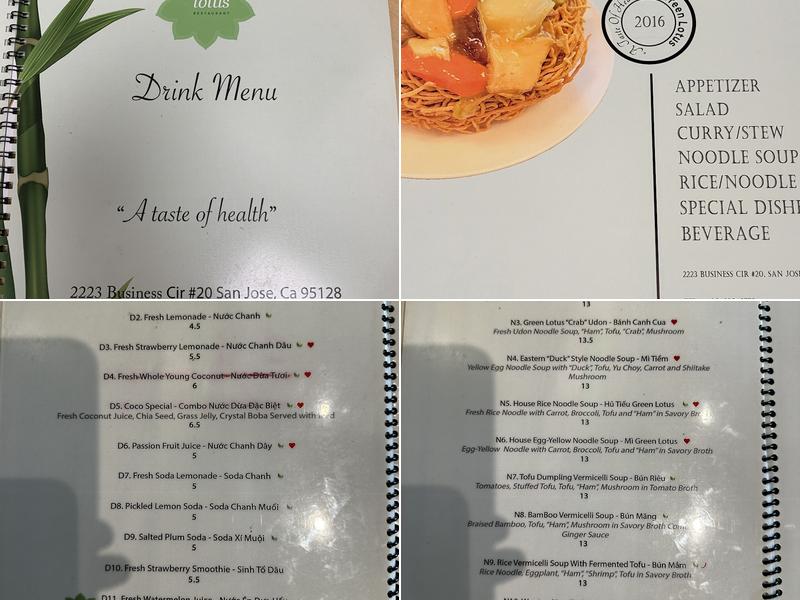 Green Lotus Menu