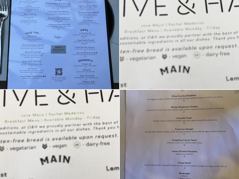 Olive & Hay Menu