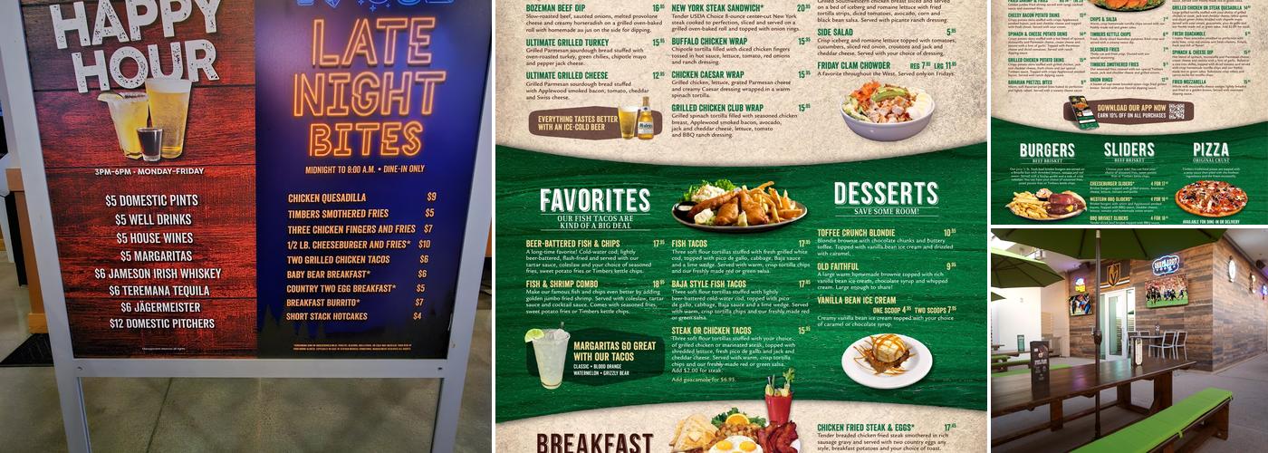 Timbers Bar & Grill Menu