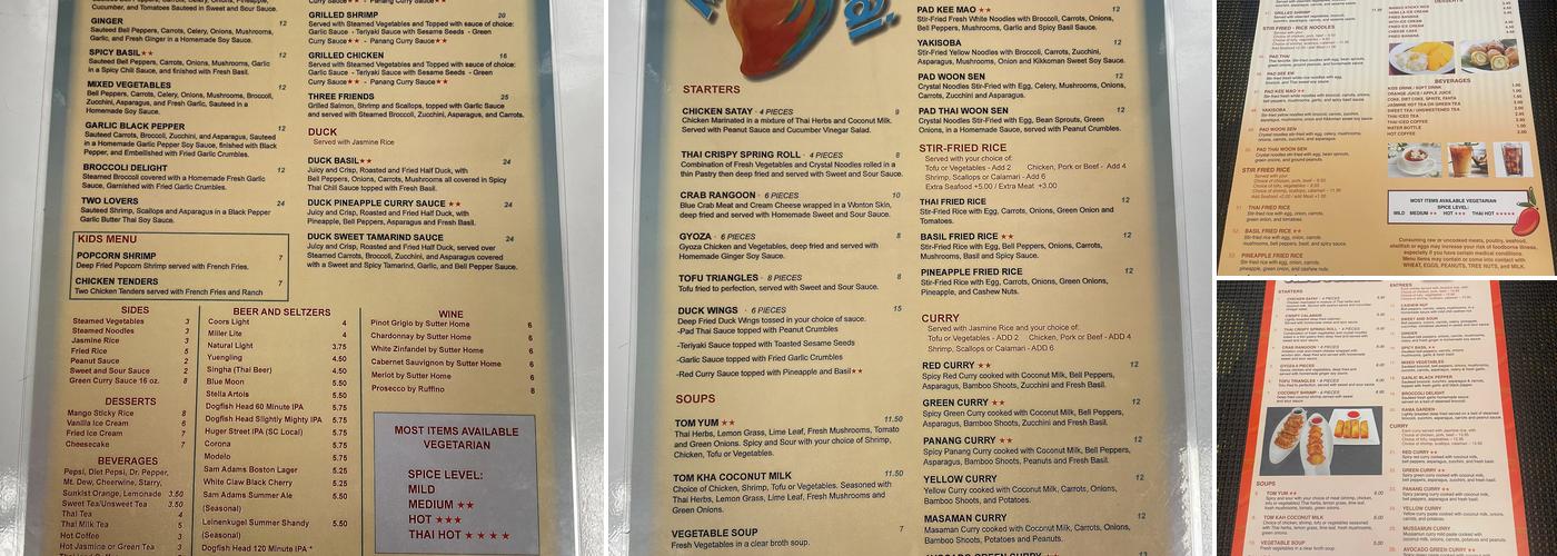 Mango Thai Menu
