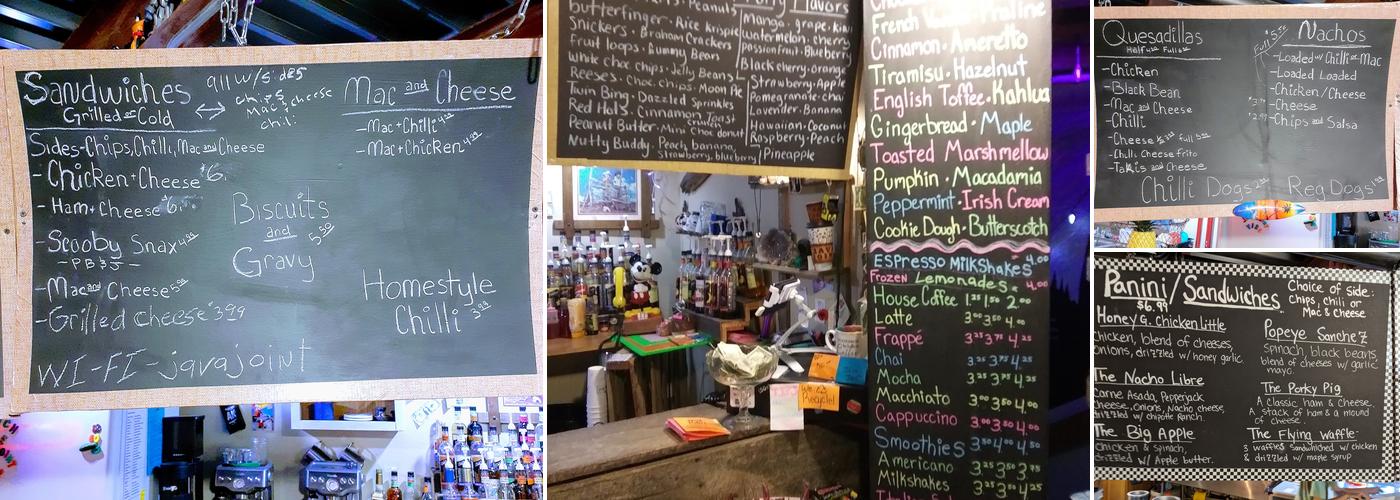 Java Joint & Milkshake Parlor Menu