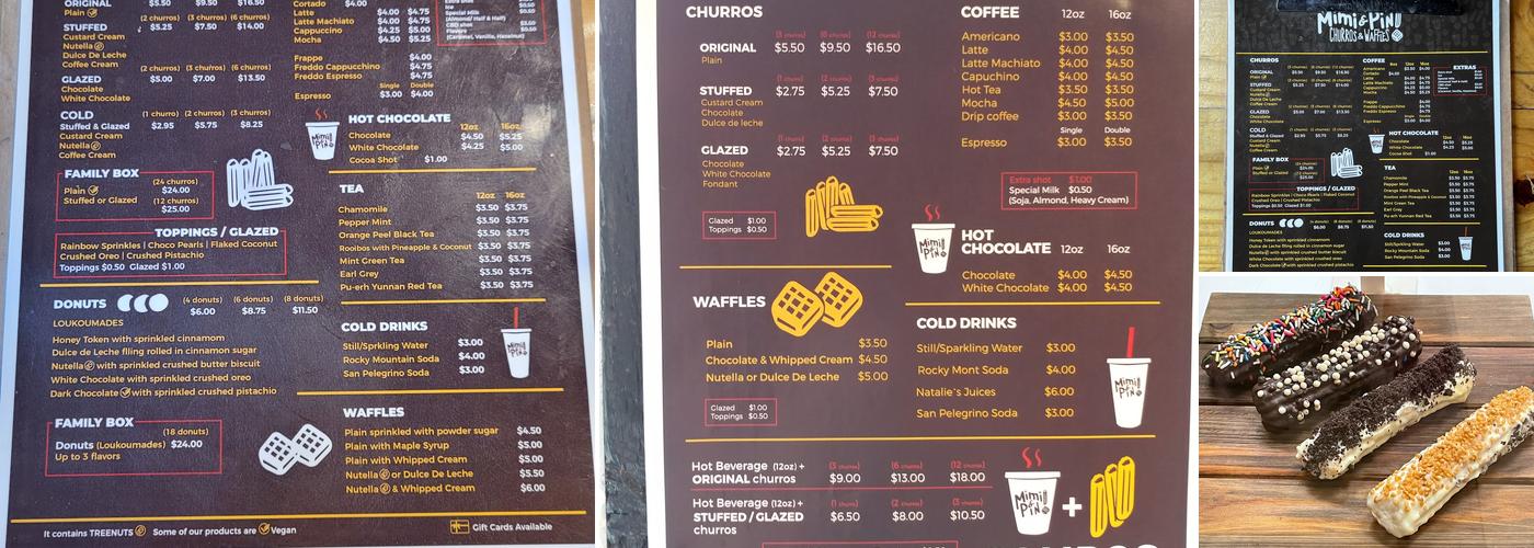 Mimi & Pin churros and donuts Menu