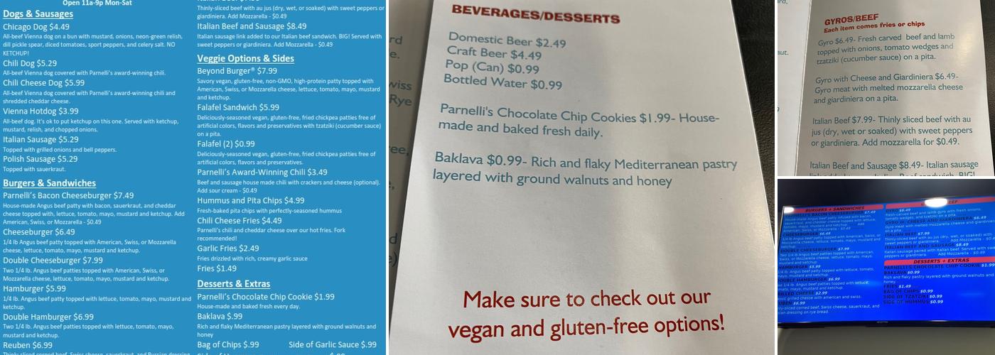 Parnelli's Menu