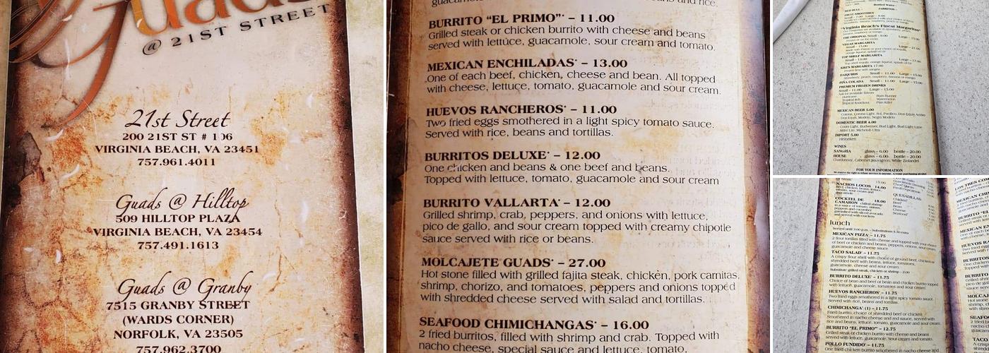 Guads Menu