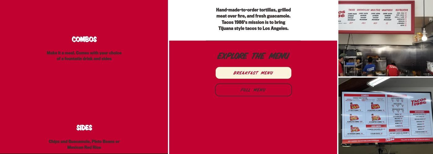 Tacos 1986 Menu