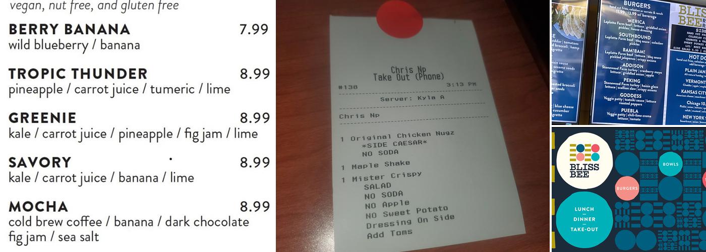 Bliss Bee Menu