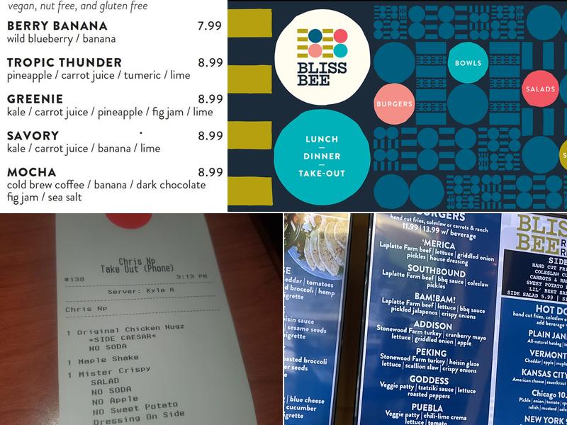 Bliss Bee Menu