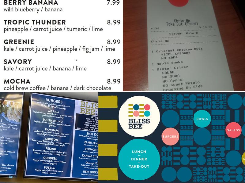 Bliss Bee Menu