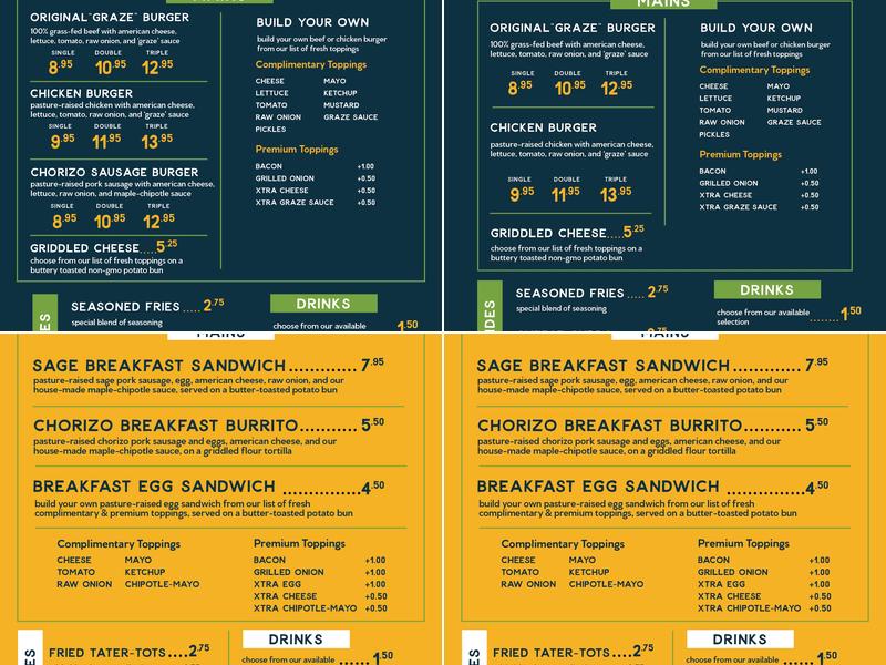 Graze to Griddle Menu