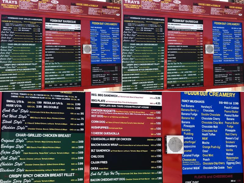 Cook Out Menu