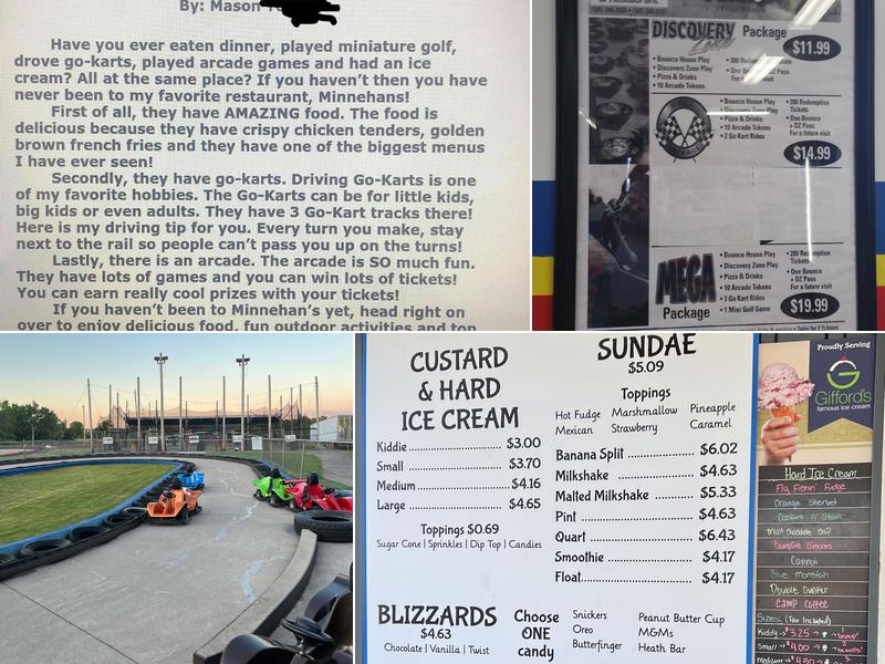 Minnehan’s Restaurant Menu