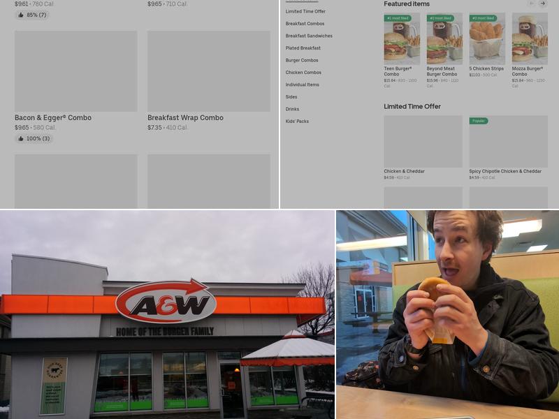 A&W Canada Menu
